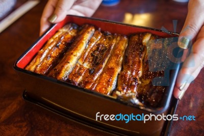 Unangi Grilled Eel Over Rice With Japanese Sauce Stock Photo