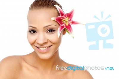 Unclad Woman With Refreshing Skin Stock Photo
