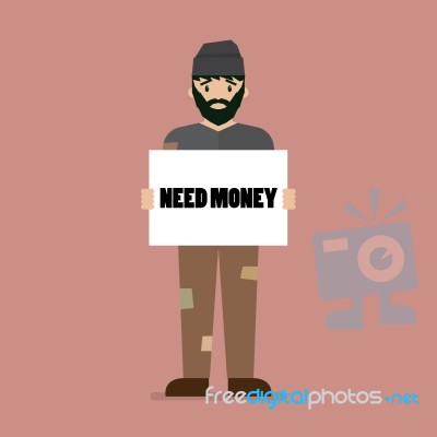 Unemployed Man Holding Cardboard Paper With Need A Job Message Stock Image