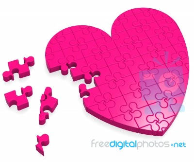 Unfinished Heart Puzzle Showing Love Stock Image