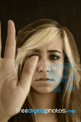 Unhappy Young Woman Stock Photo