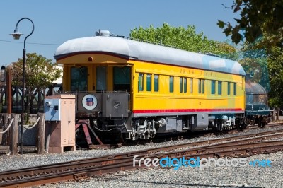 Union Pacific Railway Car  In Sacramento Stock Photo