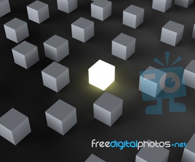 Unique Illuminated Block Showing Standing Out Stock Image