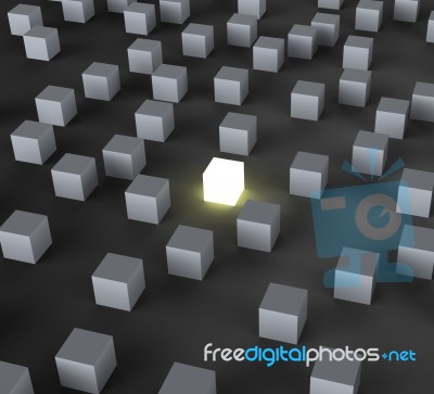 Unique Illuminated Block Shows Standing Out Stock Image