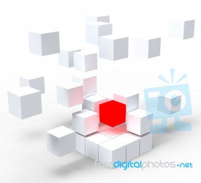 Unique Red Block Shows Standing Out Stock Image