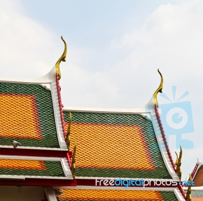Unique Rooftop Of Thailand Temple Stock Photo