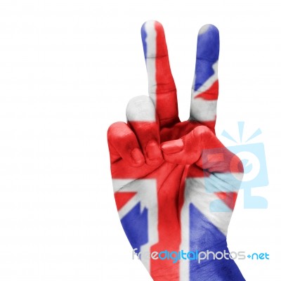 United Kingdom Flag On Hand Stock Photo