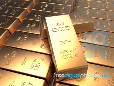 Univer Of Rows Of Gold Bars Stock Image