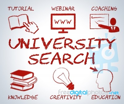 University Search Means Educational Establishment And College Stock Image