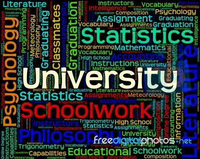 University Word Shows Educational Establishment And Academy Stock Image