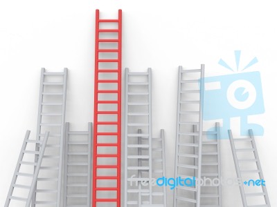 Up Ladders Represents Overcome Obstacles And Blocked Stock Image