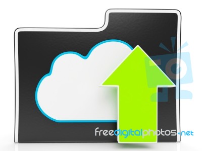 Upload Arrow And Cloud File Shows Uploading Stock Image