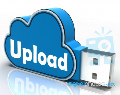 Upload Memory Stick Shows Uploading Files To Cloud Stock Image