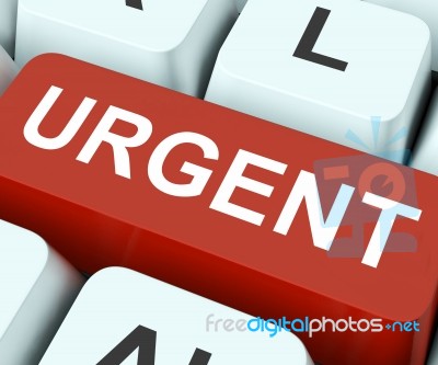 Urgent Key Means Important Or Immediate
 Stock Image