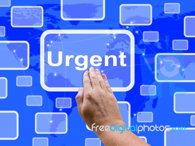 Urgent Touch Screen Shows Urgent Priority Or Speed Delivery Stock Image