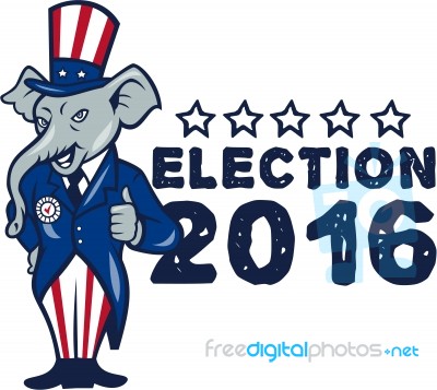 Us Election 2016 Republican Mascot Thumbs Up Cartoon Stock Image