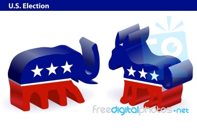 US Election Donkey And Elephant Stock Image