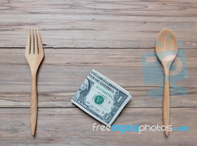 Usa Bank Note On Wooden Background Stock Photo