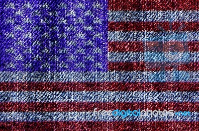 Usa Flag On Blue Jeans Stock Photo