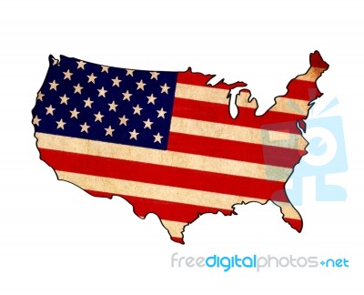 Usa Map On Usa Flag Drawing Stock Image