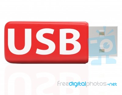 Usb Flash Stick Shows Portable Storage Or Memory Stock Image