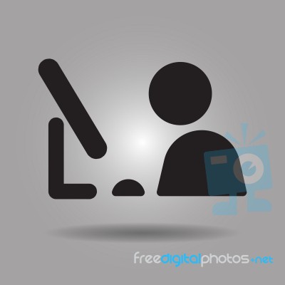 User In Front Of Computer Icon  Illustration Eps10 On Grey Background Stock Image