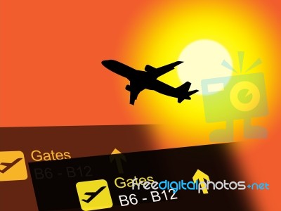 Vacation Abroad Indicates Airplane Air And Transport Stock Image