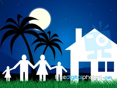 Vacation Home Represents Holiday Housing And Offspring Stock Image