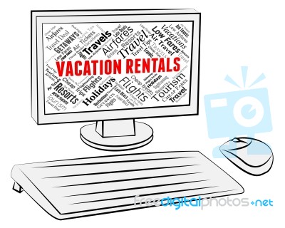 Vacation Rentals Indicates Computer Vacations And Holiday Stock Image