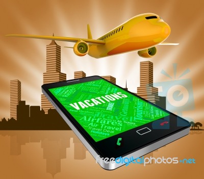 Vacations Online Indicates Vacational Aeroplane And Break 3d Rendering Stock Image