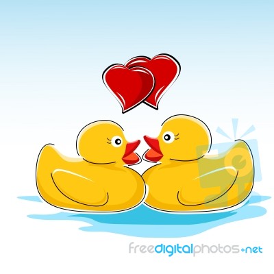 Valentine Card With Ducks Stock Image