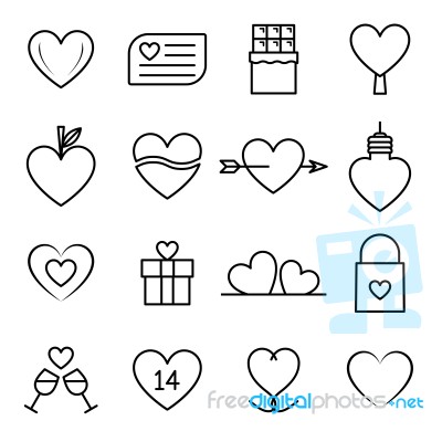 Valentine Line Icon Set  Illustration Stock Image