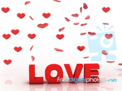 Valentine Love, 3d Background With Red Heart Stock Image