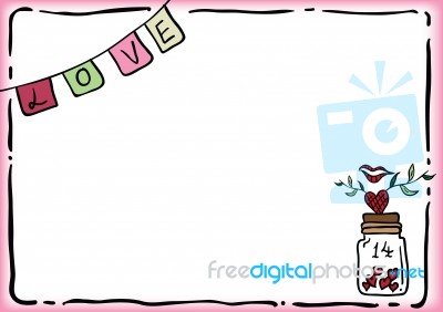 Valentine Love Label And Heart Bottle Background Stock Image