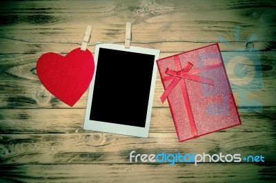 Valentines Background With Red Heart Stock Photo