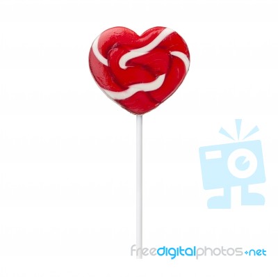 Valentines Day Candy - Lollipops Heart Shaped Lollypop Isolated Stock Photo