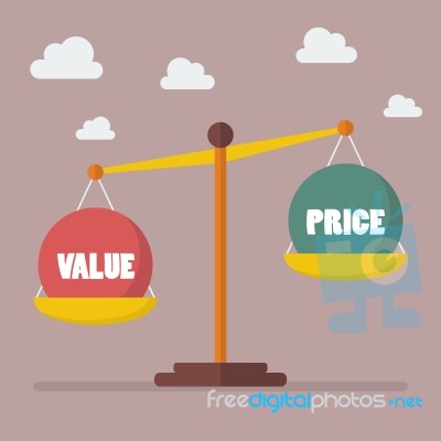 Value And Price Balance On The Scale Stock Image