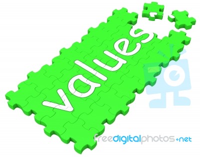 Values Puzzle Shows Principles And Morality Stock Image