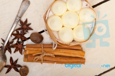 Vanilla And Spice Cream Cake Dessert Stock Photo