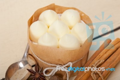 Vanilla And Spice Cream Cake Dessert Stock Photo