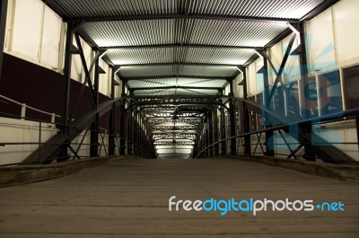 Vanishing Metal Hallway Stock Photo