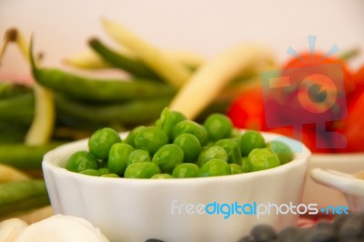 Variety Of Kitchen Ingredients With Fresh And Dried Legumes Stock Photo