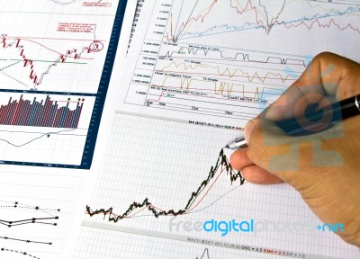 Various Financial Charts Stock Photo