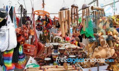 Various Items For Sale At A Market In Lanzarote Stock Photo