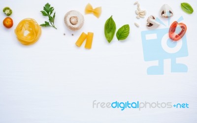 Various Vegetable And Ingredients For Cooking Pasta Menu Sweet B… Stock Photo