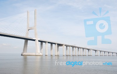 Vasco Da Gama Bridge In Lisbon, Portugal Stock Photo