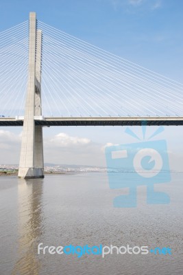 Vasco Da Gama Bridge In Lisbon, Portugal Stock Photo