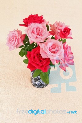 Vase With Roses Stock Photo