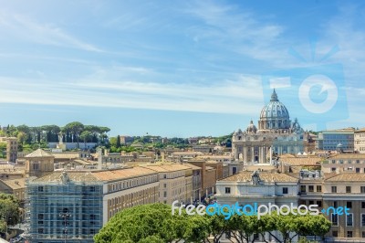 Vatican And Basilica Of Saint Peter Seen From Castel Sant'angelo… Stock Photo