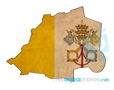 Vatican Map On  Flag Drawing ,grunge And Retro Flag Series Stock Image